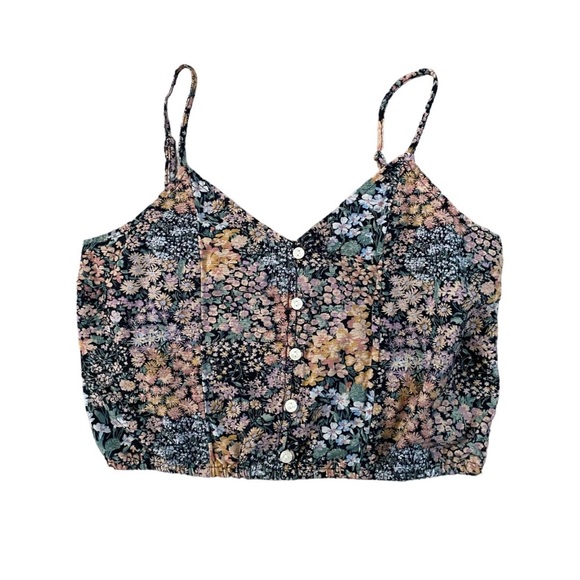AMERICAN EAGLE OUTFITTERS Printed Floral Cami Crop Top Adjustable Straps XS - Picture 3 of 7